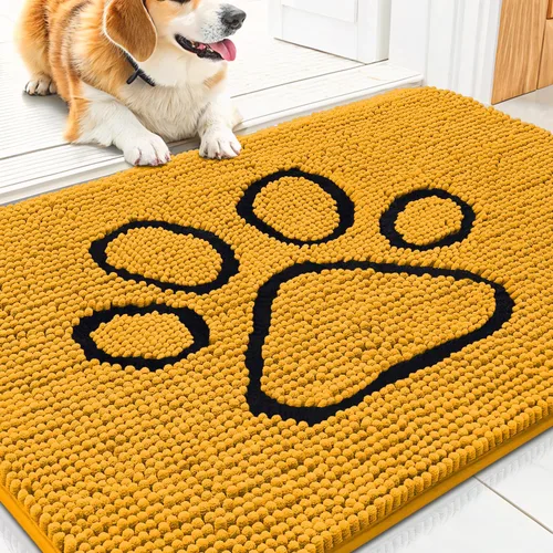 Vista 240 de Smiry Tapete para puerta de perro para patas fangosas, absorbente y Gris y negro