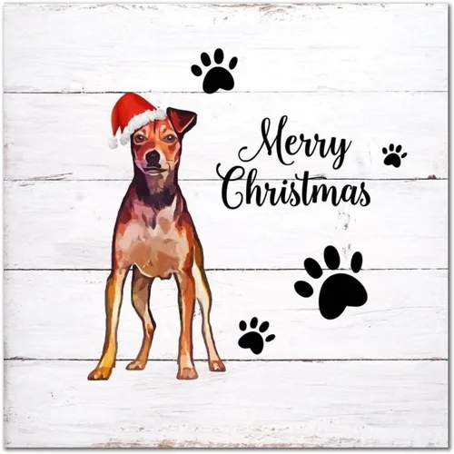 Vista 7 de Letrero de madera para perro con sombrero rojo, placa de pared rústica con reglas para mascotas, arte de pared colgante de granja, placa
