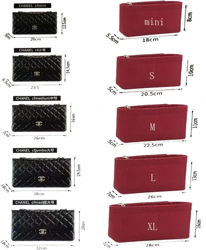 Vista 5 de Lckaey Organizador de inserción de bolso para chanel pequeño bolso clásico con solapa, organizador de fieltro para bolso premium sin