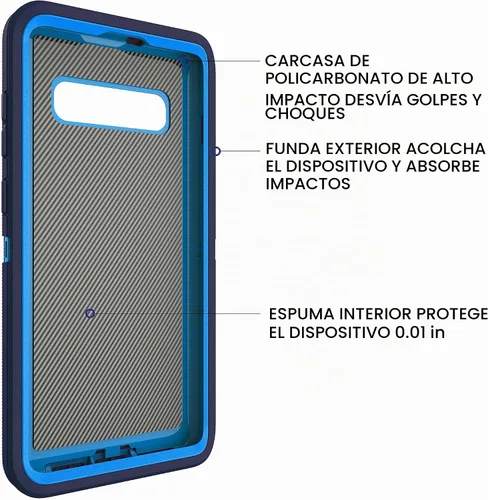 Vista 6 de MXX Funda Defender resistente, compatible con Galaxy S10 Plus Full Armor Body Cover a prueba de golpes, parachoques integrado 3 en 1 capas híbridas