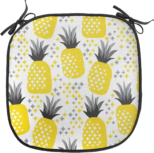 Vista 9 de Ambesonne Cojín de asiento para silla de flores, detalles florales con hojas y remolinos, estampado artístico romántico y vívido y vibrante