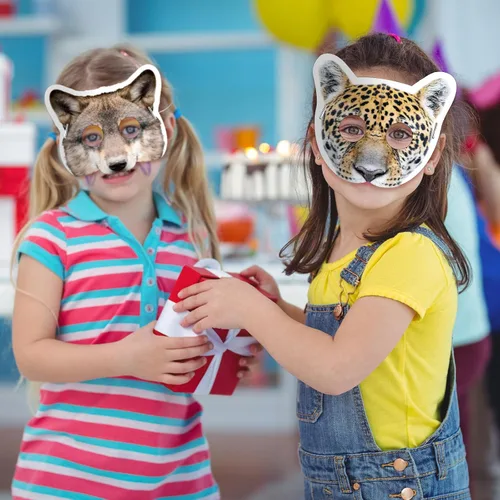 Vista 4 de 32 máscaras faciales de animales de safari monstruo para niños, monstruo, selva, bosque, zoológico, animales, máscaras de dibujos animados