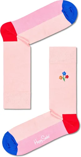 Vista 5 de Happy Socks Juego de 3 regalos de flores, coloridos y divertidos, calcetines para hombres y mujeres, blanco-rosa-verde-naranja (10-13)