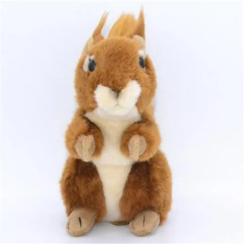 Vista 4 de JIANEEXSQ Animal de peluche realista de ardilla, modelo de ardilla realista, colección de regalo de felpa única para cumpleaños de niños (sentado)
