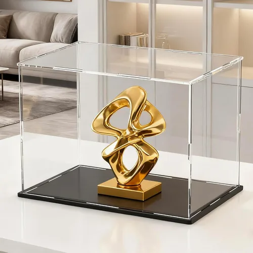 Vista 17 de SVENJBB vitrina acrílica, cajas de acrílico de cubo de 10 x 10 x 14 pulgadas para exhibición, vitrinas transparentes con base negra mate y tapa