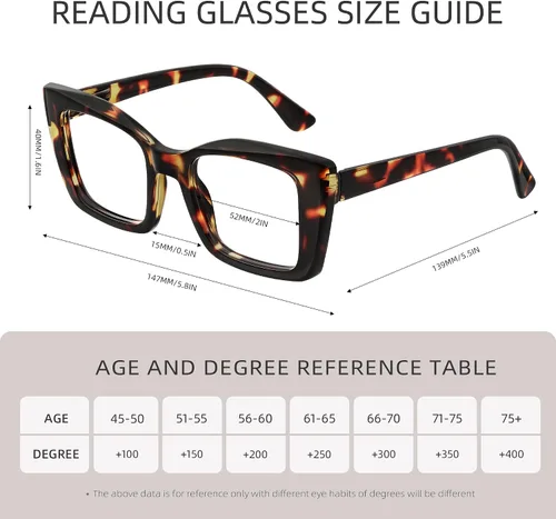 Vista 5 de 3 Pack Reading Glasses for Women Oversized Square Reading Glasses Blue Light Blocking Spring Hinge Readers