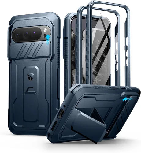 Vista 26 de Dexnor Funda para Google Pixel 9 Pro XL con cubierta deslizante para cámara y protector de pantalla integrado y soporte de alta resistencia, funda