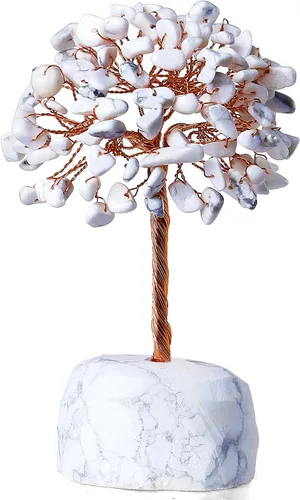 Vista 15 de QINJIEJIE Árbol de cristal de cuarzo rosa, cristales curativos, decoración de escritorio rosa, árbol de piedras preciosas naturales, base de alambre