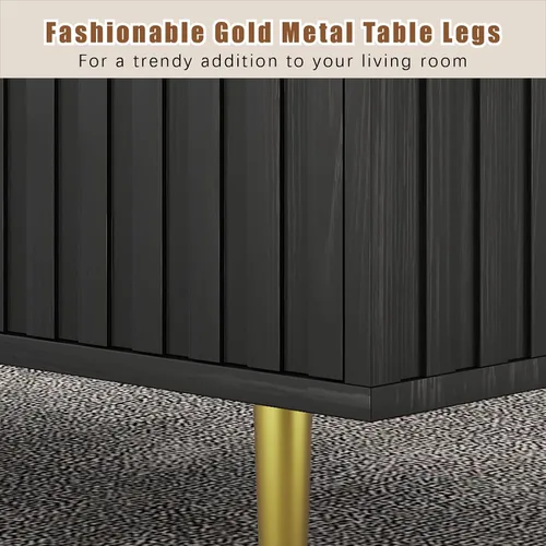 Vista 4 de HedoAjim Mesa de centro moderna con almacenamiento con 2 cajones grandes, mesa auxiliar rectangular negra para sala de estar, mesa de té acanalada