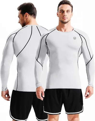 Vista 5 de Neleus - Camisas de compresión de manga larga para hombre, para ejercitarte, correr, 3 u.