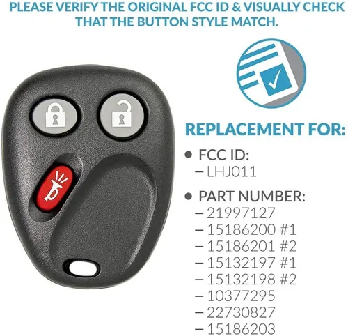 Vista 4 de Keyless2Go Reemplazo para vehículos de entrada sin llave de coche que utilizan 3 botones LHJ011-2 Pack