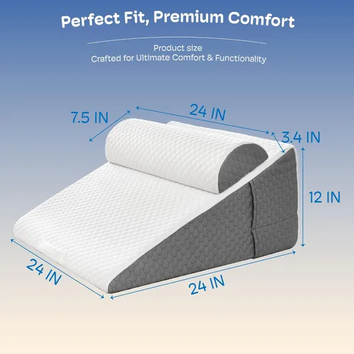 Vista 4 de Simpledad Almohada de cuña para reflujo ácido y alivio del dolor de espalda, ronquidos, almohada de cuña de cama para dormir después de la cirugía.