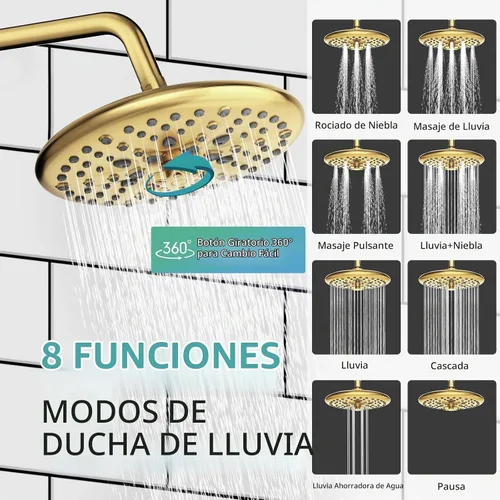 Vista 4 de SR SUN RISE Grifo de ducha – Sistema de cabezal de ducha multifuncional de alta presión de 10 pulgadas con accesorios de cabezal de ducha de mano