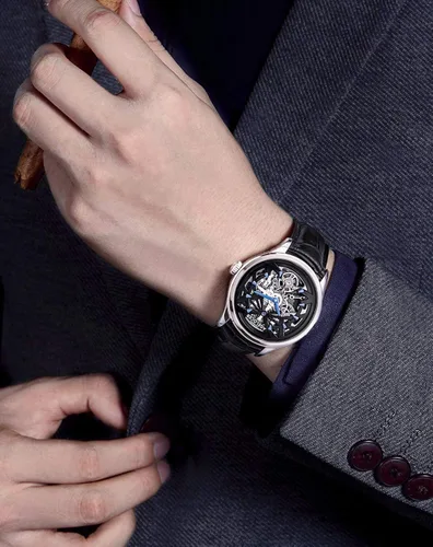 Vista 5 de AGELOCER Reloj analógico de lujo para hombre con diseño de esqueleto mecánico automático de acero inoxidable