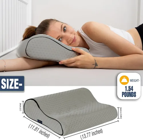 Vista 6 de alkamto Cómoda almohada de espuma viscoelástica para viajes y campamentos, bolsa portátil fácil de llevar, funda de almohada con regulación