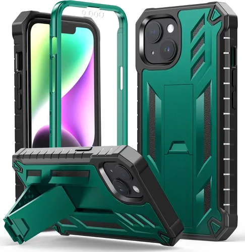 Vista 12 de FNTCASE Funda para iPhone 14 Plus: Cubierta protectora resistente de grado militar para teléfono celular con soporte y protección incorporada