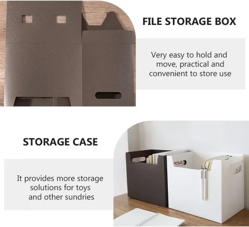 Vista 4 de Cajas de almacenamiento de plástico con asa, canastas plegables para estantes, contenedores de almacenamiento decorativos, impermeables