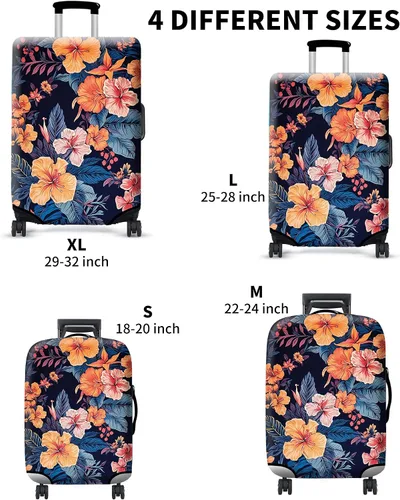 Vista 7 de JYCUHTCL Funda de equipaje prémium para maleta con etiqueta C de equipaje adicional, Flor-A, Cubierta de equipaje con etiqueta de equipaje