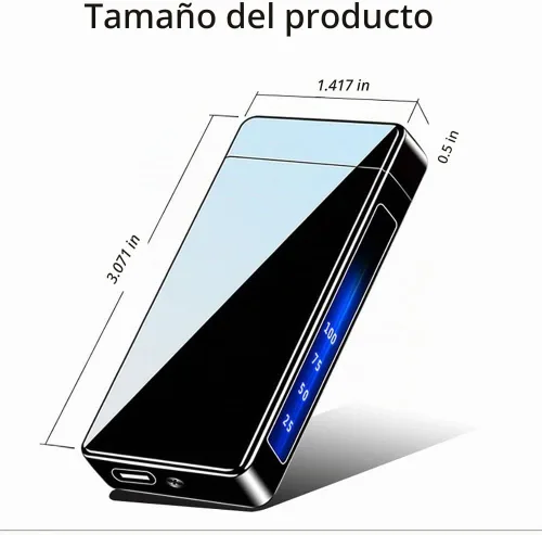 Vista 6 de Encendedor de plasma de doble arco, encendedor recargable por USB con indicador de batería LED e interruptor de sensor táctil (negro hielo)