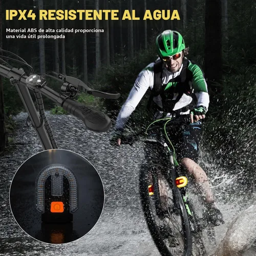 Vista 5 de Luces traseras de bicicleta con señales de giro, control remoto inalámbrico, carga USB, luz trasera de bicicleta, luces de bicicleta integradas e