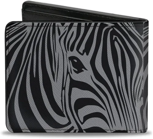 Vista 2 de Buckle-Down PU billetera plegable - cabeza de cebra negrogris