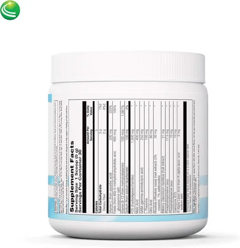 Vista 2 de Nutra Biogenesis Focus Fizz GABA - Suplemento en polvo de L-teanina para mujeres y hombres, apoyo relajante para adultos con vitamina B 12, 250 mg