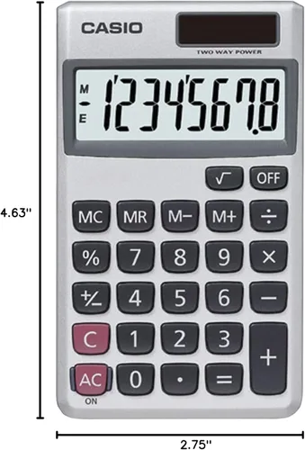 Vista 2 de Casio SL-300SV Calculadora de escritorio de función estándar Uso general Pantalla grande de 8 dígitos Tamaño de bolsillo Funciones