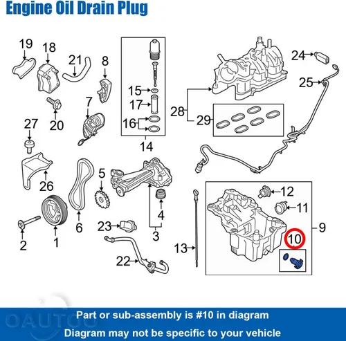Vista 6 de 4 tapones de drenaje de aceite de motor compatibles con Ford FT4Z-6730-A, KX6Z-6730-B