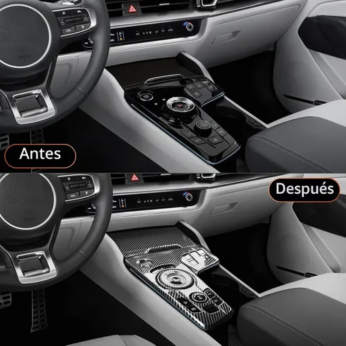 Vista 4 de YOUTOOCAR Cubierta interior del panel de cambio de marchas de coche estilo fibra de carbono compatible con accesorios KIA Sportage 2023