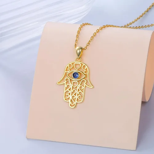 Vista 2 de Hamsa Hand of Fatima Pendant Necklace 925 Sterling Silver Hamsa Evil Eye Filigree Good Luck Amulet Necklaces Jewelry Gifts for Women Teens