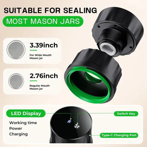 Vista 6 de Electric Mason Jar Vacuum Sealer Kit