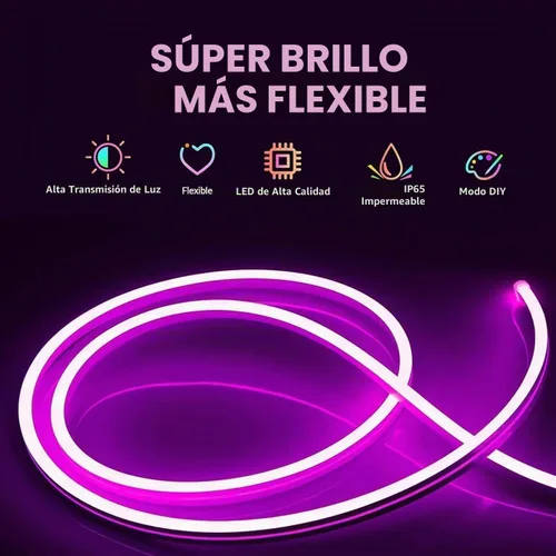 Vista 3 de Luces de tira de neón L8star, luces de cuerda de neón LED de 32.8 pies/10m con control remoto APP, luces de tira de neón LED flexibles impermeables
