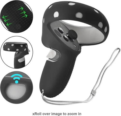 Vista 4 de Silicone Controller Grip for Quest 2 Accessories with VR Headset Lens Cleaning Pen Thumb Button CapProtective Lens Cover Silicone Face Cover Sweat