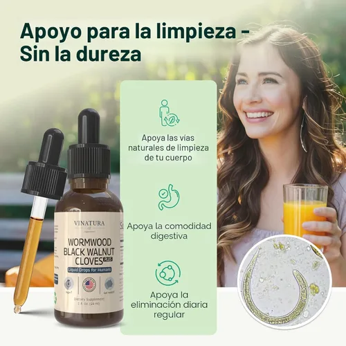 Vista 3 de VINATURA Líquido de clavo de nogal negro de ajenjo, limpieza, desintoxicación para humanos con hoja de papaya y semillas de calabaza, suplemento