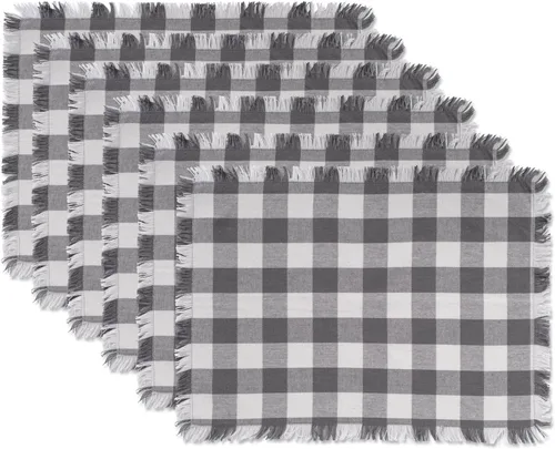 Vista 26 de DII Colección de Mesa a Cuadros Pesada con Flecos, Camino de Mesa, 14x72 pulgadas, Gris 2-Gris