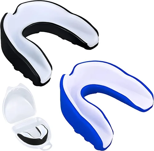 Vista 8 de Paquete de 2 protectores bucales deportivos para niños y jóvenes, protección bucal atlética con funda (sin BPA) para boxeo, fútbol, hockey, karate