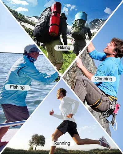 Vista 4 de Roadbox - Camisetas de pesca para hombres, FPU +50, de manga larga, con protección solar, con máscarasin máscara, para uso en exteriores, senderismo