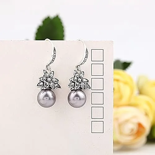 Vista 4 de Pearl earrings S925 sterling silver pearl pendant earrings for women
