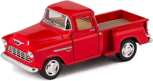 Vista 6 de Juego de 4 modelos escala de camioneta Chevy Stepside, escala 1/32, autos de acción de retroceso