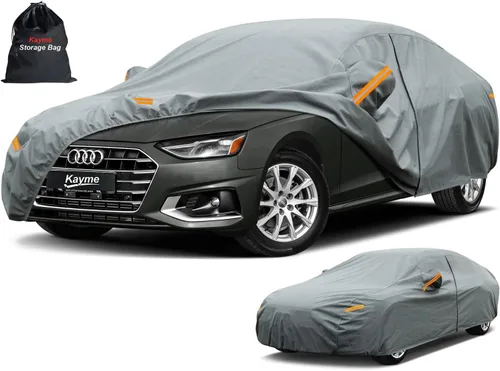 Vista 15 de Kayme - Funda de coche resistente impermeable para todo tipo de clima, cubiertas completas para exteriores, protección contra rayos UV, lluvia