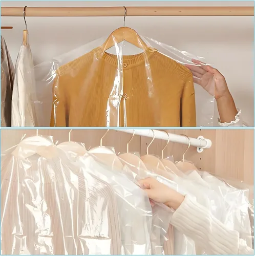 Vista 7 de Paquete de 30 bolsas transparentes para ropa, fundas de ropa de 35.4 pulgadas, bolsas de plástico para ropa, bolsas de limpieza en seco