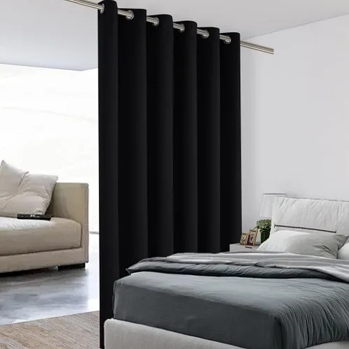 Vista 19 de BONZER Separadores de cortinas negras, cortinas opacas portátiles, panel de tratamiento de ventana de privacidad, cortinas con aislamiento térmico