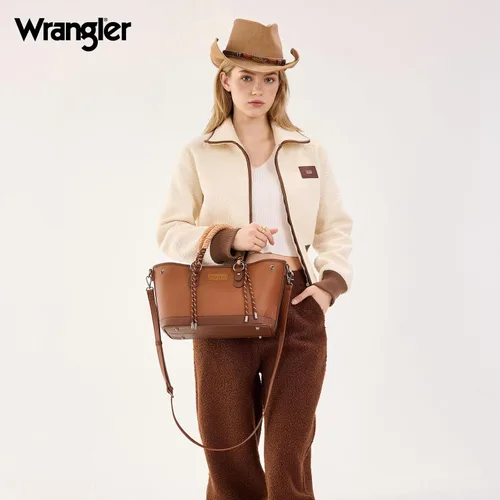 Vista 5 de Wrangler - Juego de 2 bolsas de mano con asa superior de cuerda trenzada y bolsa clásica