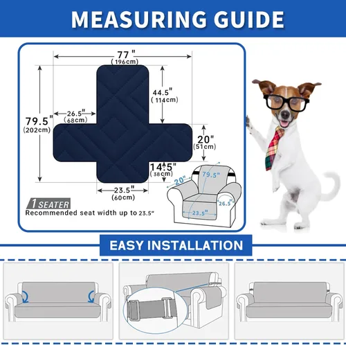 Vista 2 de XINEAGE - Funda 100% impermeable para silla y sofá para mascotas, funda antideslizante para sofá lavable, funda para silla con 1 cojín, protector