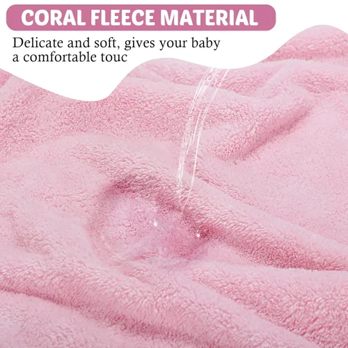 Vista 3 de Eccliy Paquete de 4 toallas de baño para bebé, cara de animal, forro polar coral, poncho para niño y niña (gatito, cachorro, oso, elefante)