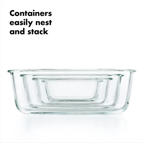 Vista 5 de OXO Good Grips Smart Seal - Recipiente hermético de vidrio para alimentos, 1.6 tazas, rectangular