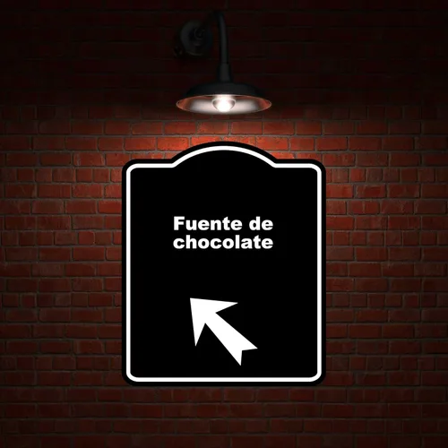 Vista 2 de Fuente de chocolate Spanish Black Sign Arrow Up Left Aluminum Composite Sign 8.5 x 10 inches