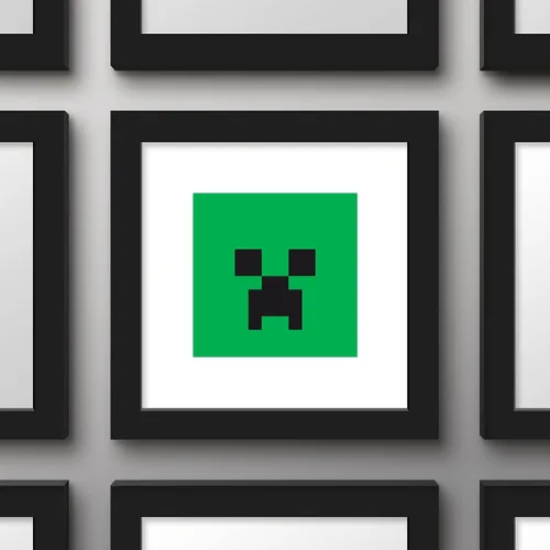 Vista 3 de Gallery Pops Minecraft: Pixeles icónicos - Mobs - Arte de pared de enredadera, versión enmarcada en negro, 12 x 12 pulgadas Versión con marco negro