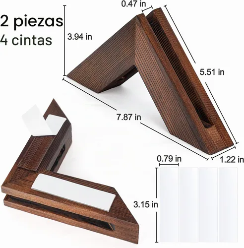 Vista 2 de Juego de soportes para discos de vinilo: soporte de pared de vinilo para exhibición de discos, estante de madera de pino con cintas adhesivas