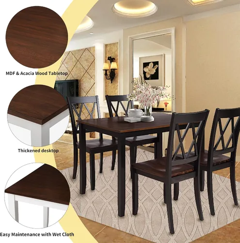 Vista 4 de Harper & Bright Designs Juego de mesa de comedor de 5 piezas, juegos de comedor para 4 personas, juego de mesa y sillas de cocina para el hogar